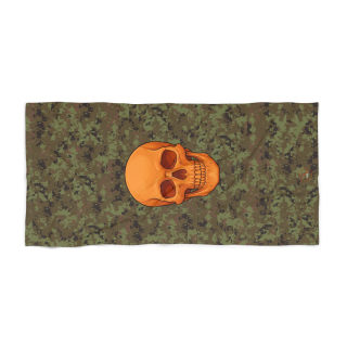 Orange Skull Camouflage Beach Towel 3