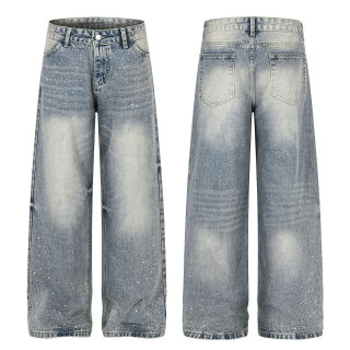 Rhinestone Embellished Wide Leg Jeans | Unisex Streetwear 5
