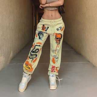 Women's Skull-Print Fleece-Lined High-Waist Pants 3