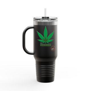Organic cannabis leaf travel mug, 40oz insulated tumbler 28