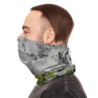 Cannabis Bud in Snow Neck Gaiter | Winter Neck Gaiter With Drawstring 11