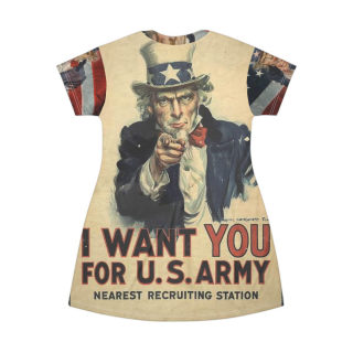 Uncle Sam I Want You Poster T-Shirt Dress | Vintage Patriotic Americana 3