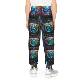 Neon Skull Pumpkin Kids Joggers 4