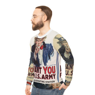 I Want You for U.S. Army Poster Sweatshirt | Vintage Uncle Sam All-Over Print 6