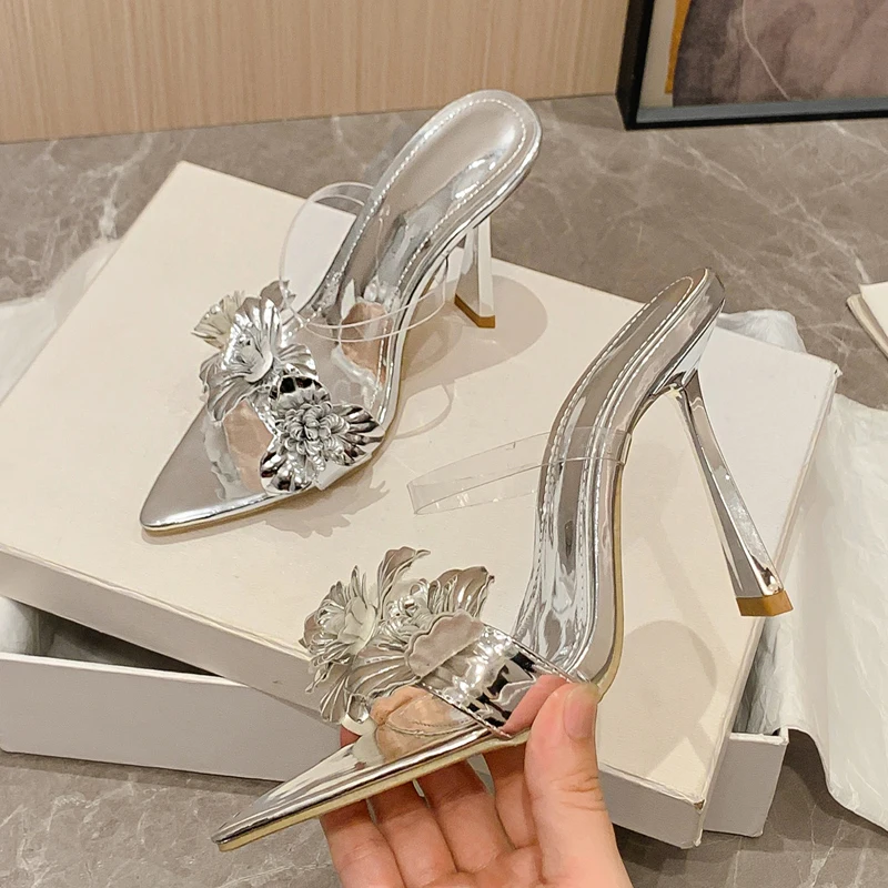 Women's Clear PVC Heeled Mules | Summer Party Slides 2