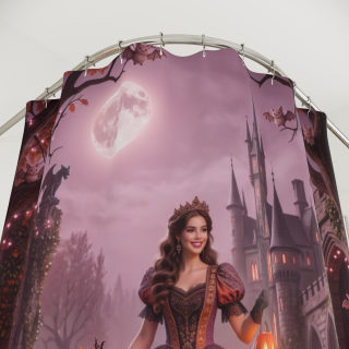 Victorian Witch Halloween Shower Curtain | Pumpkin Nightcape 3