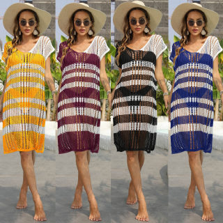 Striped beach cover-up