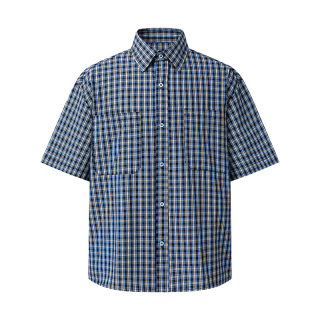 Loose Short Sleeve Checkered Shirt