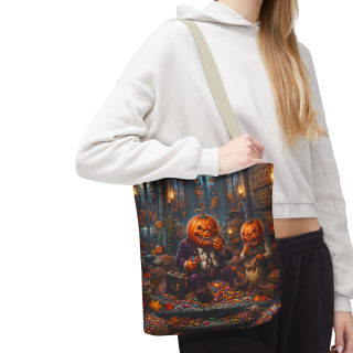 Jack-o'-Lantern Candy Haul Tote Bag | Halloween Pumpkin Scene 99