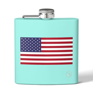 American flag flask, stainless steel 6oz 6