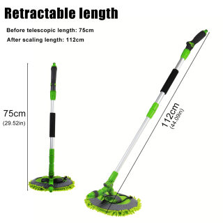 2-in-1 Car Wash Mop Mitt with Long Handle | Chenille Microfiber Extension Brush, 75-112cm 6