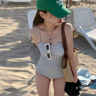 Checkered one-piece swimsuit 3