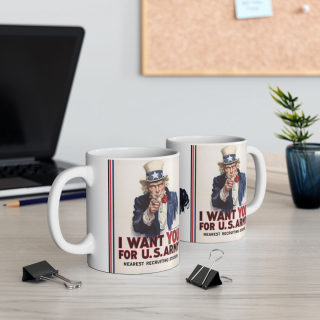 Uncle Sam I Want You Poster Mug | Ceramic Coffee Cup, Patriotic USA Design 12