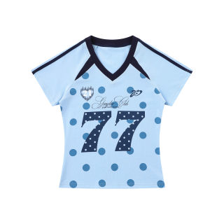 Chic Color-Block Cropped Top | Badge Embroidery Baseball Style 3