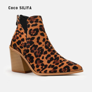 Leopard Print Pointed Toe Martin Boots | Women's High Heel 6