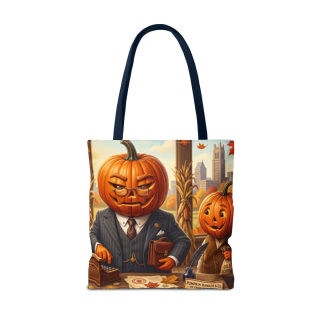Pumpkin Head Businessmen Tote Bag | Halloween Pumpkin City Illustration 30