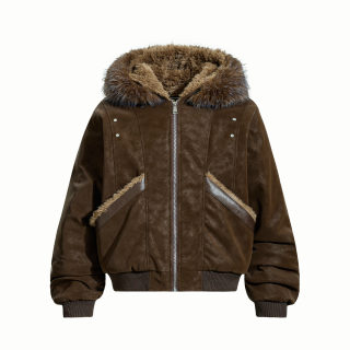 Wool Collar Padded Jacket | Plush Leather Style 6