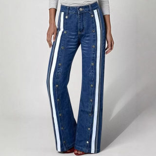 Retro-Style Wide-Leg Floor-Length Denim Pants