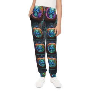 Neon Skull Pumpkin Kids Joggers 6