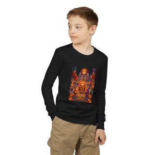 Jack-O'-Lantern Halloween Street Scene Long Sleeve Kids Tee 25