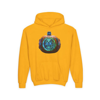 Glowing Cyber Pumpkin Kids Hoodie 5