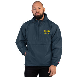 Embroidered Champion Packable Navy Jacket "Dirt Is Good" 3