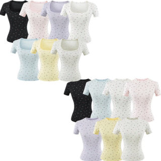 Cloud-Like Floral Print Round Neck T-Shirt | Women's
