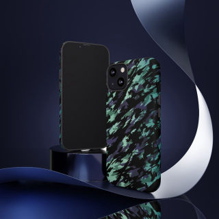 Teal Black Abstract Camo Phone Case 88