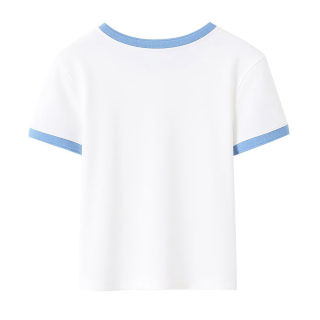 Round Neck Contrast Trim Printed T-Shirt 3