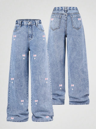 Vintage Washed Wide Leg Denim Pants | High Waist Straight Cut 5