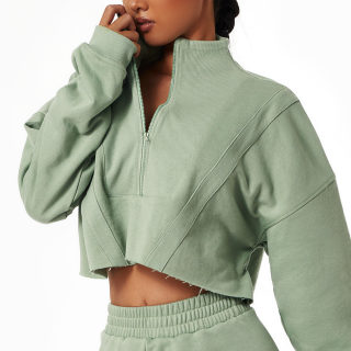Loose-Fit Stand-Collar Zip Sports Sweater 2