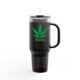 Organic cannabis leaf travel mug, 40oz insulated tumbler 12
