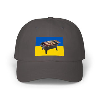 Grill Skewers on Blue Yellow Flag Dad Cap | BBQ Ukraine Baseball Hat 9