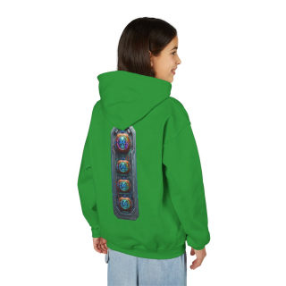 Glowing Cyber Pumpkin Kids Hoodie 88