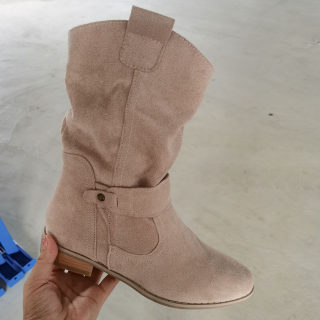 Low Heel Square Heel Suede Pleated Ankle Boots 4