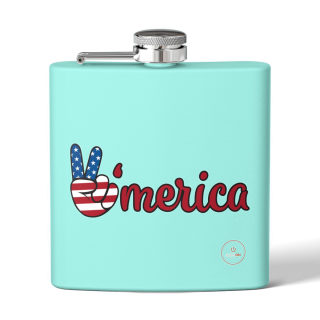 'Merica Peace Sign flag design flask, 6oz stainless steel 6