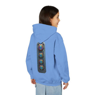Glowing Cyber Pumpkin Kids Hoodie 90