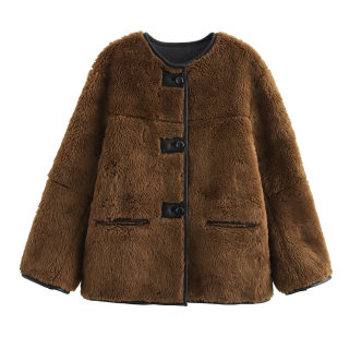 Women's Tri-Color Faux Fur Plush Jacket 2