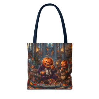 Jack-o'-Lantern Candy Haul Tote Bag | Halloween Pumpkin Scene 28