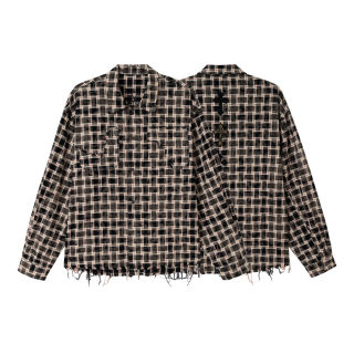 Distressed Frayed Plaid Shirt | Coffee Check 4
