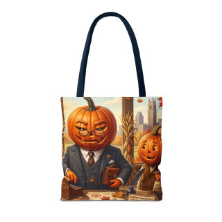 Pumpkin Head Businessmen Tote Bag | Halloween Pumpkin City Illustration 29