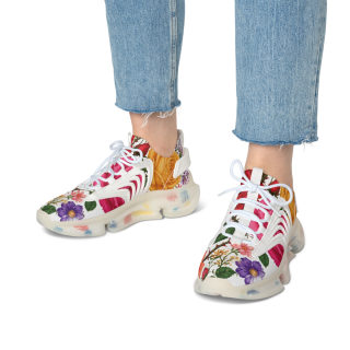 Vintage Rose Floral Mesh Sneakers | Floral Pattern Athletic Shoes 19
