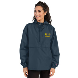 Embroidered Champion Packable Navy Jacket "Dirt Is Good" 5