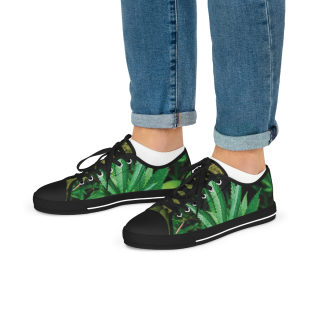 Green Succulent Print Men's Low-Top Sneakers | Aloe Plant Pattern 16