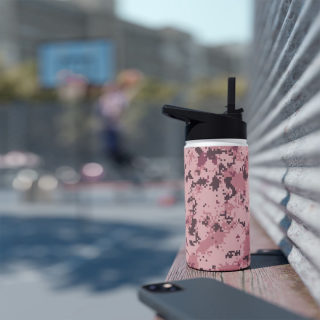 Pink Digital Camo Water Bottle | Stainless Steel Standard Lid 6