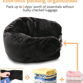 Travel Pillow — Fillable with Clothes, Soft Plush U-Shaped Neck Pillow 4