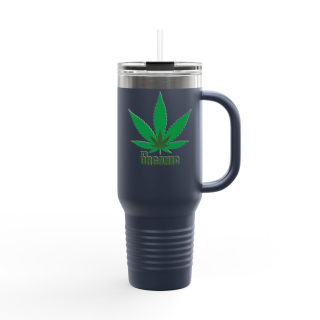 Organic cannabis leaf travel mug, 40oz insulated tumbler 16