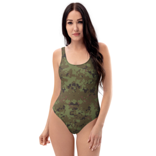 One-piece swimsuit, digital green camo