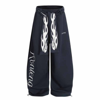 Retro Flame Print Wide Leg Sweatpants | Street Style 4