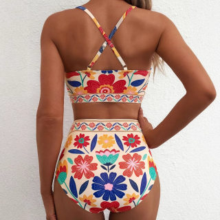 Floral bikini set (high-waisted) 3